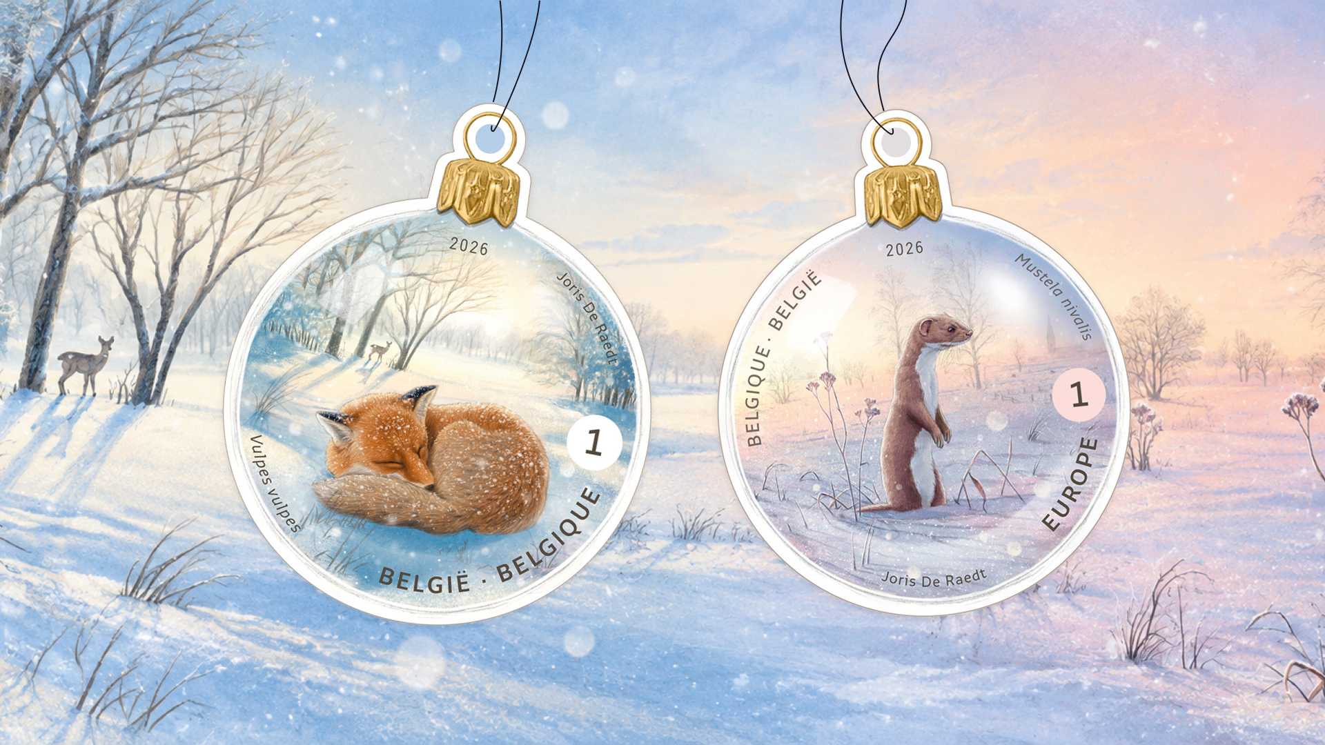 Kerstpostzegels: winterse natuur