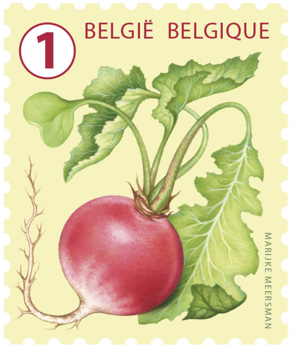 Postzegelblaadje groenten 50 nonprior postzegels voor België